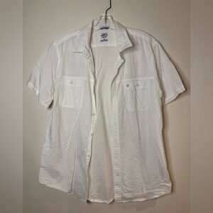 T403- Izod Men's White Casual Button Down Shirt